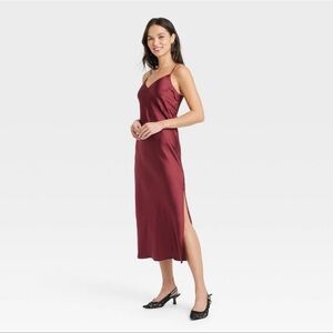 Target Red Sleeveless Slip Dress with Slit